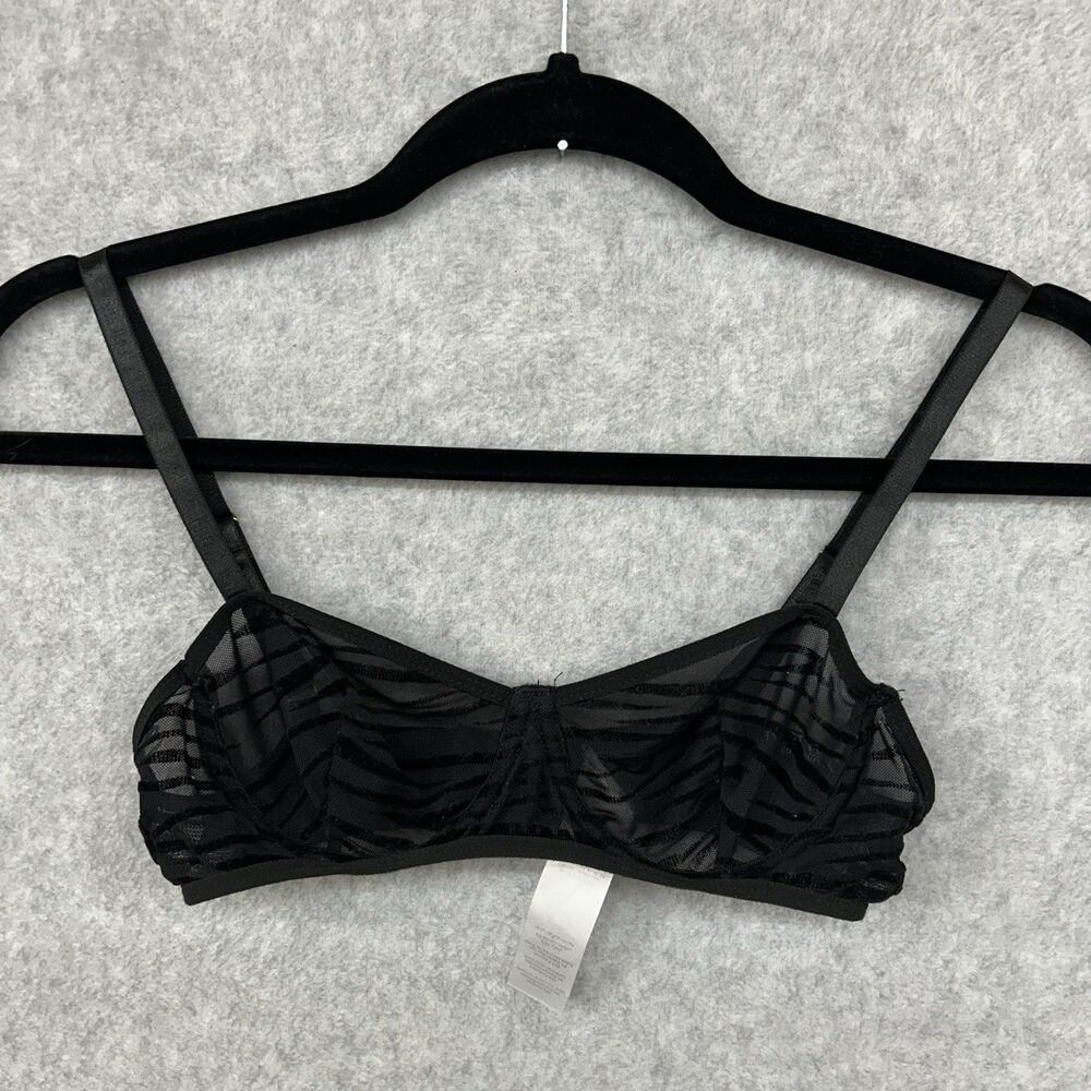 Nasty Gal Size Small Black Sheer Zebra Print Wireless Bra